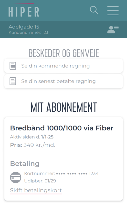 Grafik der viser hvor du kan finde dit produkt i “Profil”.