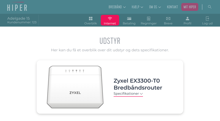 Grafik der viser hvor du kan finde din router i “Udstyr”.