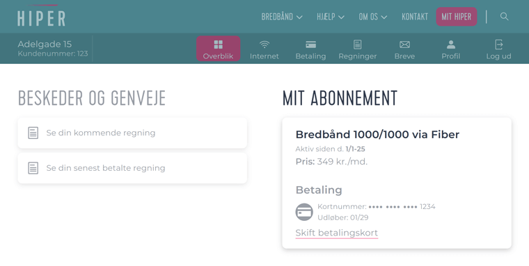 Grafik der viser hvor du kan finde dit produkt i “Profil”.