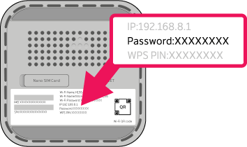 Grafik der viser login informationen på Huawei H158 routeren.