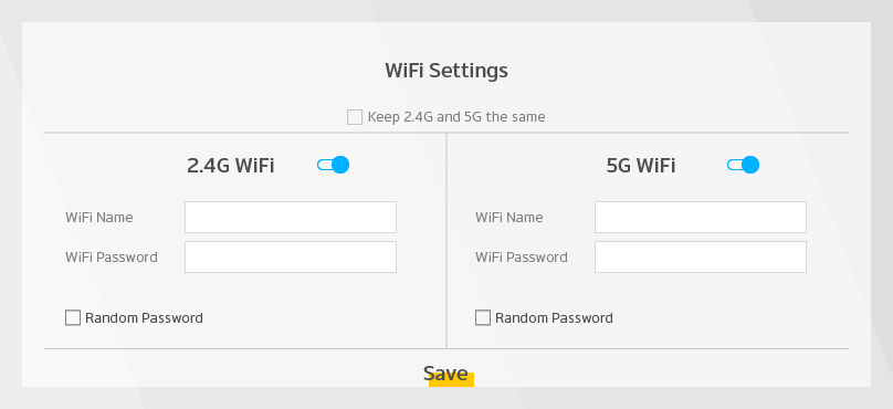 Grafik som illustrerer siden hvor man kan ændre navn og kode på wifi.